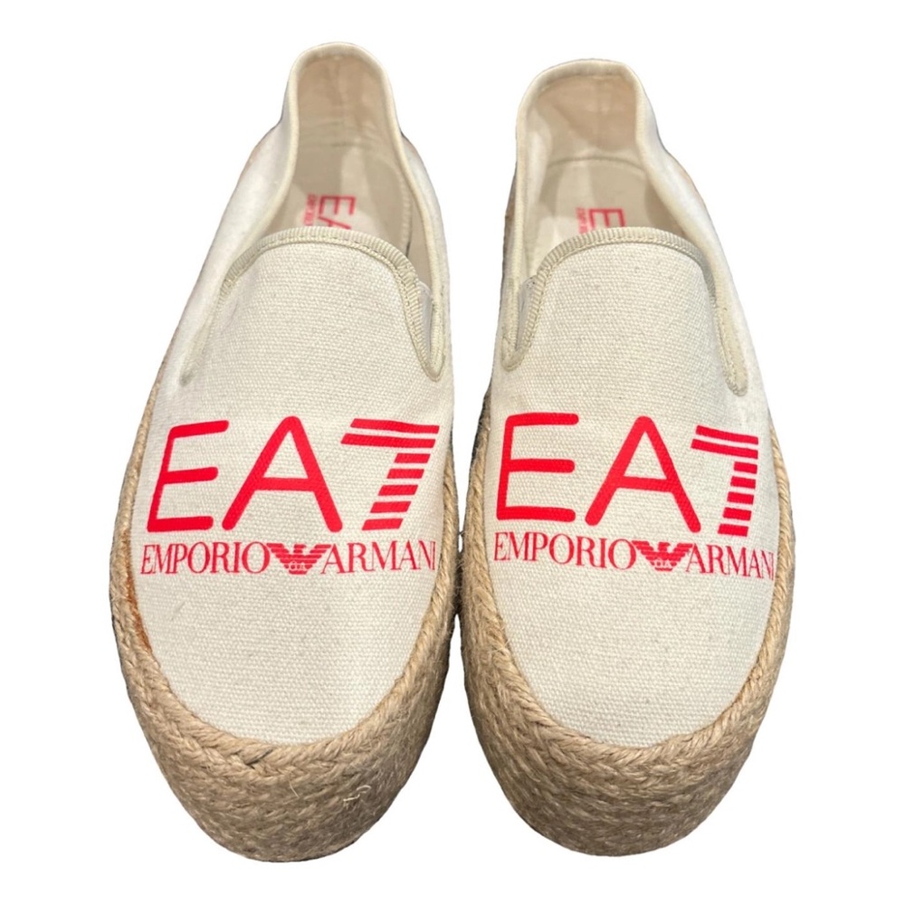 Emporio Armani Cream and Red Canvas Espadrilles